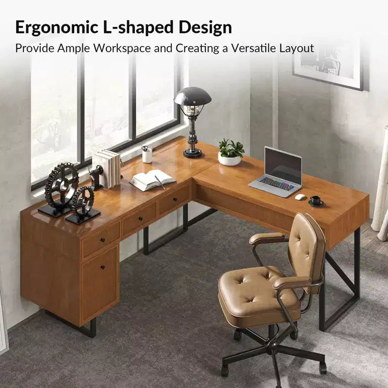 Cyill L shape lift top office desk| ART OF LIVING DESIGNS