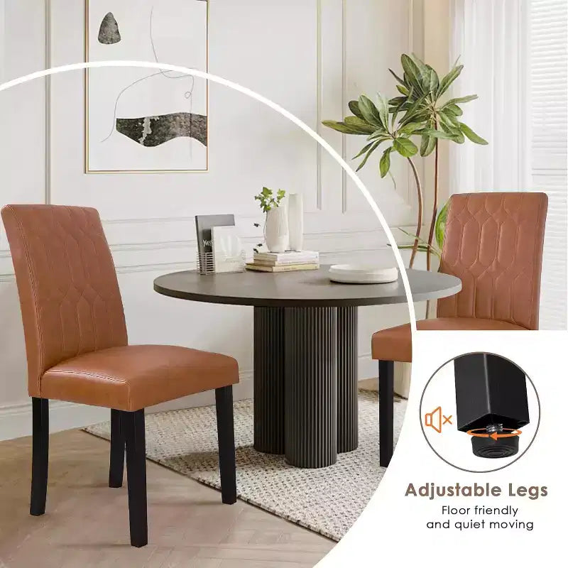 VECELO Dining Chairs Set of 2/4/6 Parsons Chairs with Solid Back Upholstered Dining Chairs Brown/Beige/Coffee
