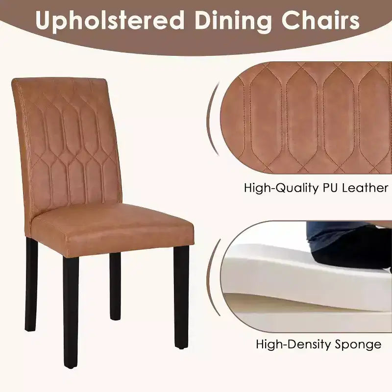 VECELO Dining Chairs Set of 2/4/6 Parsons Chairs with Solid Back Upholstered Dining Chairs Brown/Beige/Coffee