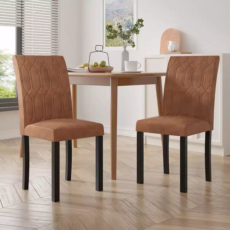 VECELO Dining Chairs Set of 2/4/6 Parsons Chairs with Solid Back Upholstered Dining Chairs Brown/Beige/Coffee
