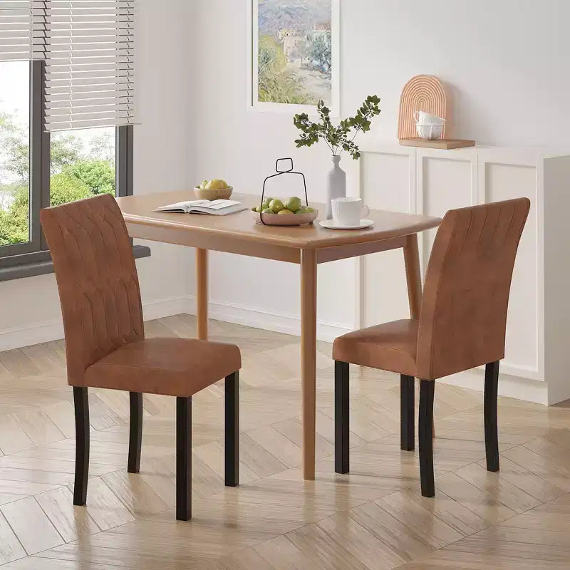 VECELO Dining Chairs Set of 2/4/6 Parsons Chairs with Solid Back Upholstered Dining Chairs Brown/Beige/Coffee