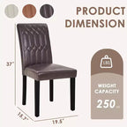 VECELO Dining Chairs Set of 2/4/6 Parsons Chairs with Solid Back Upholstered Dining Chairs Brown/Beige/Coffee