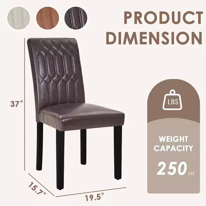 VECELO Dining Chairs Set of 2/4/6 Parsons Chairs with Solid Back Upholstered Dining Chairs Brown/Beige/Coffee