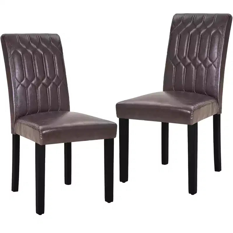 VECELO Dining Chairs Set of 2/4/6 Parsons Chairs with Solid Back Upholstered Dining Chairs Brown/Beige/Coffee