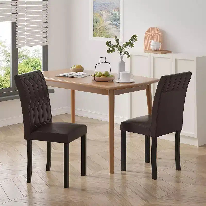 VECELO Dining Chairs Set of 2/4/6 Parsons Chairs with Solid Back Upholstered Dining Chairs Brown/Beige/Coffee
