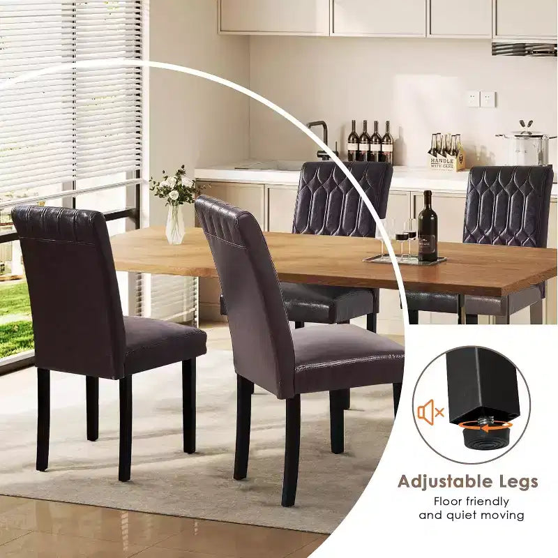 VECELO Dining Chairs Set of 2/4/6 Parsons Chairs with Solid Back Upholstered Dining Chairs Brown/Beige/Coffee