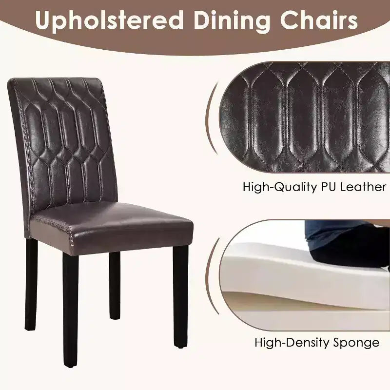 VECELO Dining Chairs Set of 2/4/6 Parsons Chairs with Solid Back Upholstered Dining Chairs Brown/Beige/Coffee