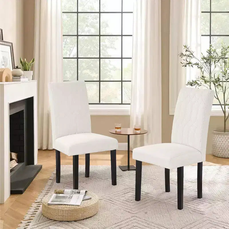 VECELO Dining Chairs Set of 2/4/6 Parsons Chairs with Solid Back Upholstered Dining Chairs Brown/Beige/Coffee