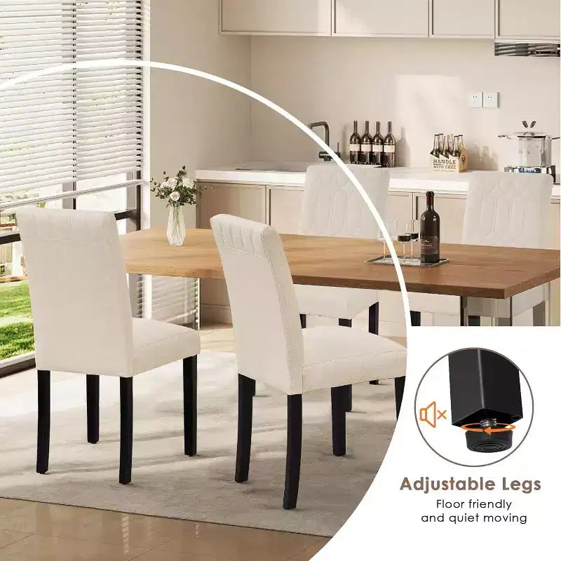 VECELO Dining Chairs Set of 2/4/6 Parsons Chairs with Solid Back Upholstered Dining Chairs Brown/Beige/Coffee