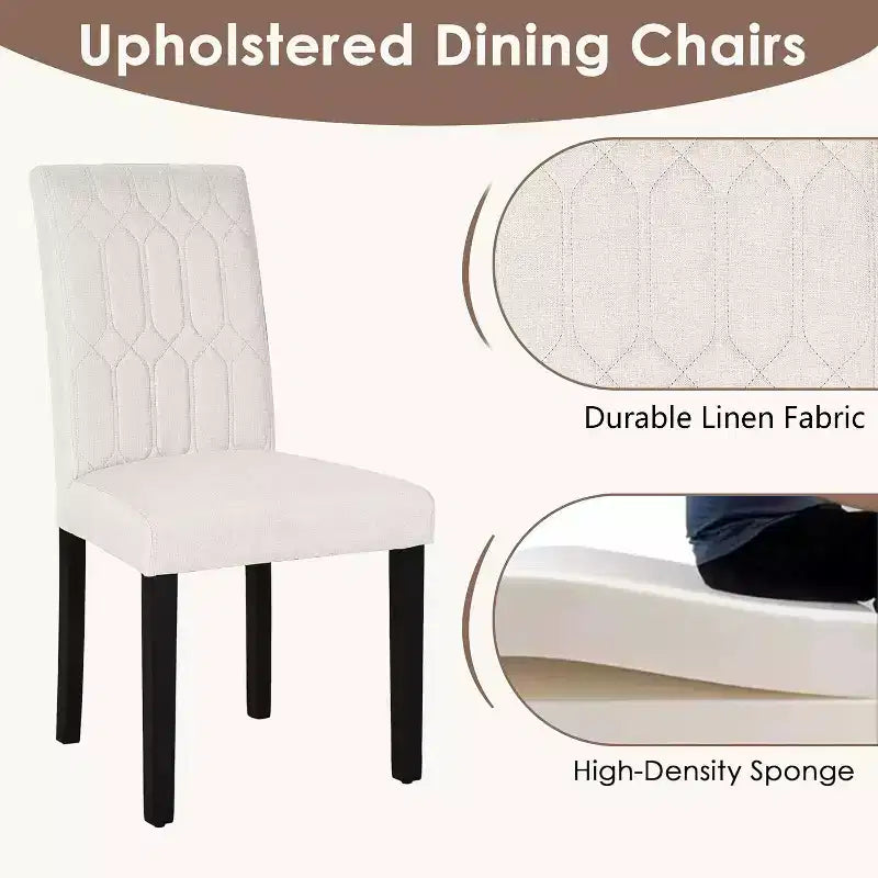 VECELO Dining Chairs Set of 2/4/6 Parsons Chairs with Solid Back Upholstered Dining Chairs Brown/Beige/Coffee