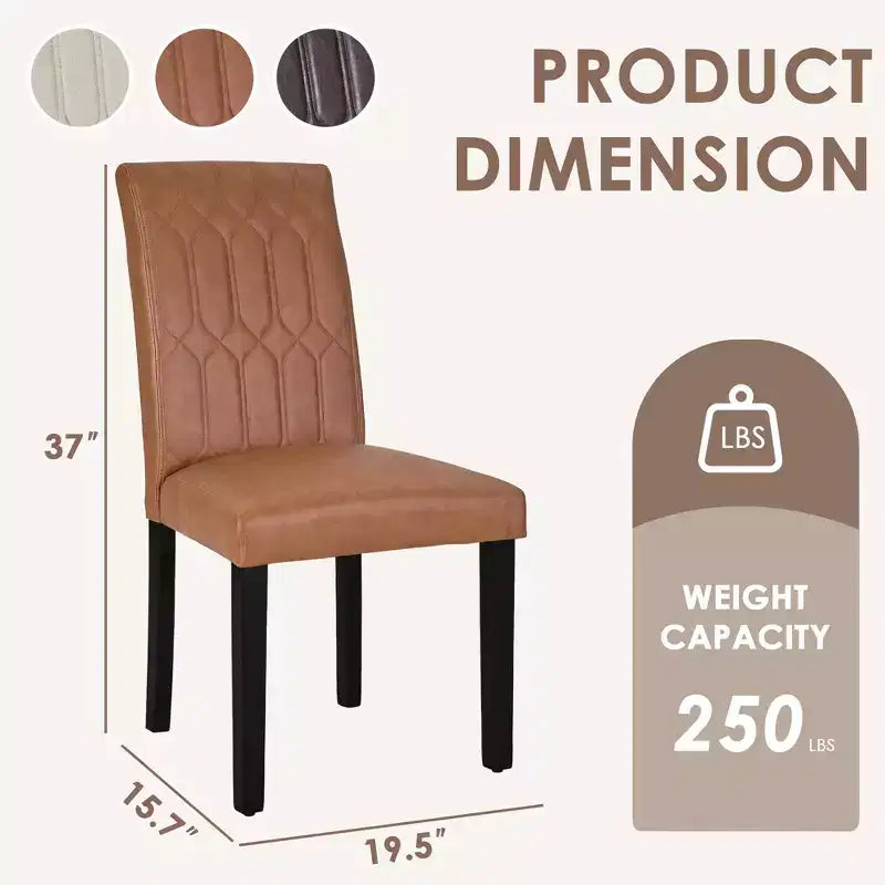 VECELO Dining Chairs Set of 2/4/6 Parsons Chairs with Solid Back Upholstered Dining Chairs Brown/Beige/Coffee