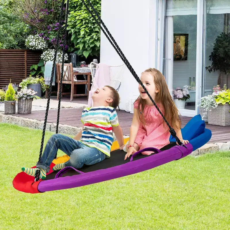 Costway 660 lbs Saucer Tree Swing 40 Inch Kids Toddler Swing Set with Adjustable Ropes