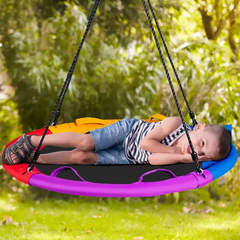 Costway 660 lbs Saucer Tree Swing 40 Inch Kids Toddler Swing Set with Adjustable Ropes