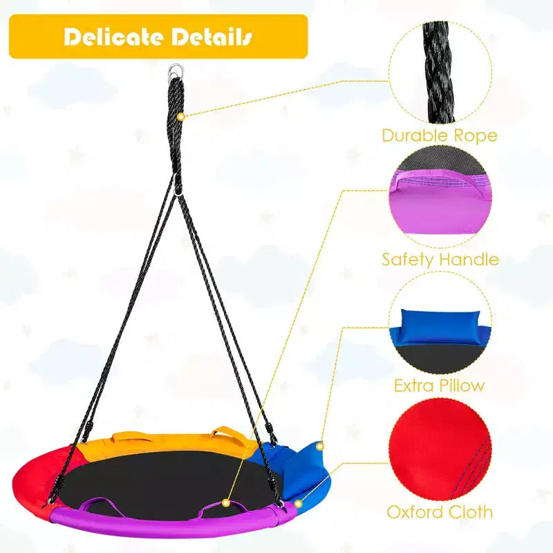 Costway 660 lbs Saucer Tree Swing 40 Inch Kids Toddler Swing Set with Adjustable Ropes
