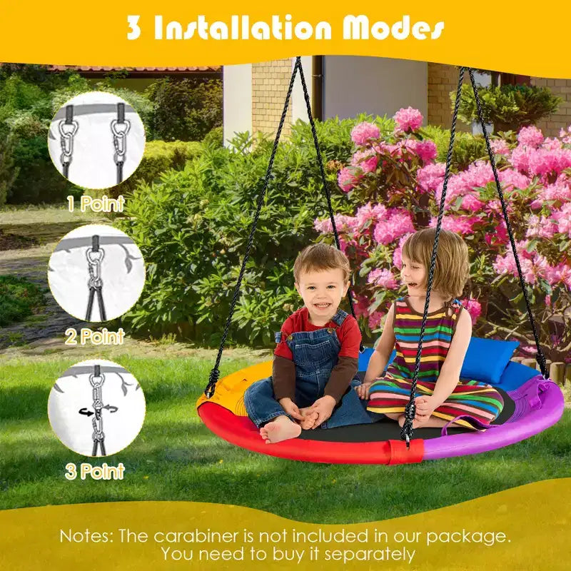 Costway 660 lbs Saucer Tree Swing 40 Inch Kids Toddler Swing Set with Adjustable Ropes