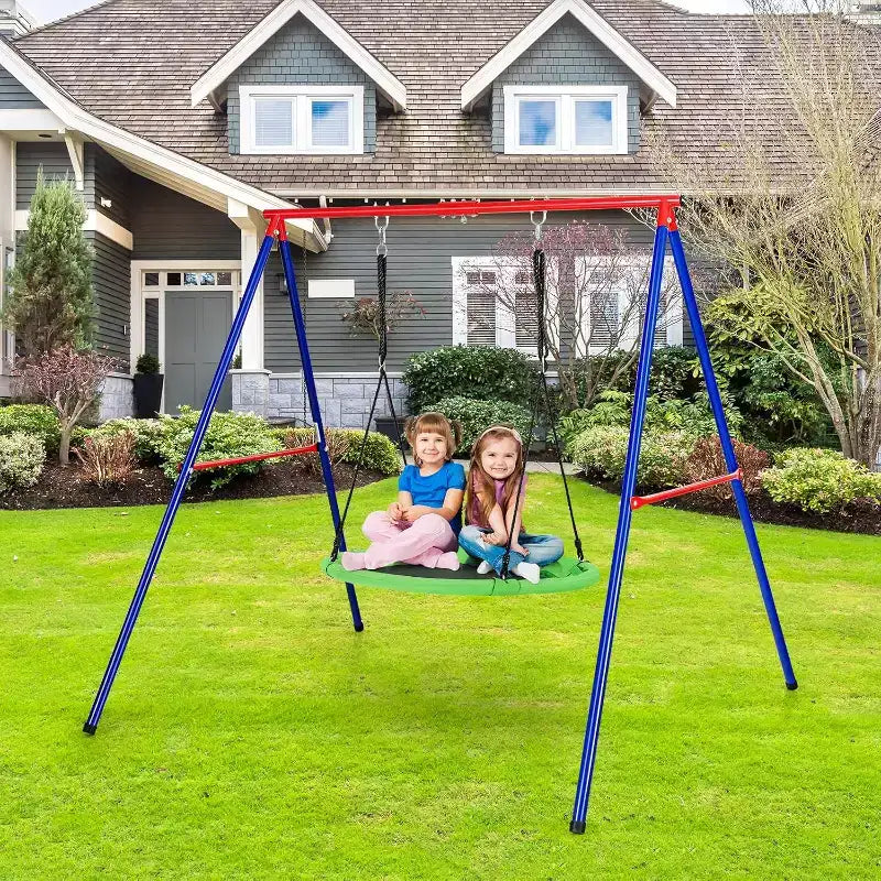 Costway 660 lbs Saucer Tree Swing 40 Inch Kids Toddler Swing Set with Adjustable Ropes