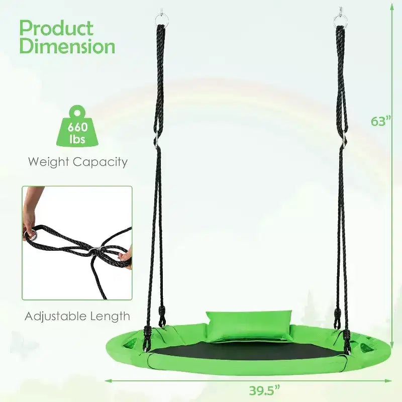 Costway 660 lbs Saucer Tree Swing 40 Inch Kids Toddler Swing Set with Adjustable Ropes