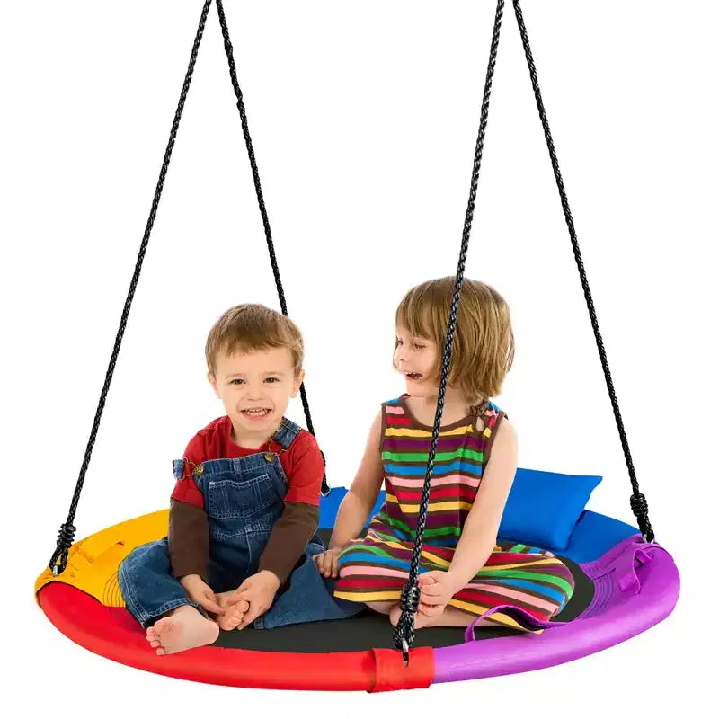 Costway 660 lbs Saucer Tree Swing 40 Inch Kids Toddler Swing Set with Adjustable Ropes