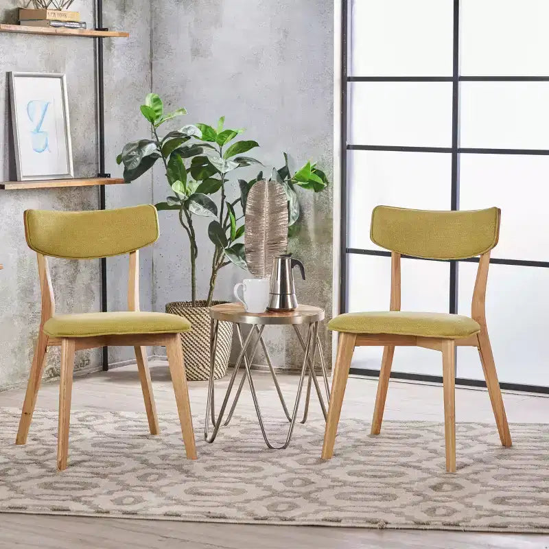 GDFStudio Crystal Rubberwood Upholstered Dining Chairs (Set of 2)