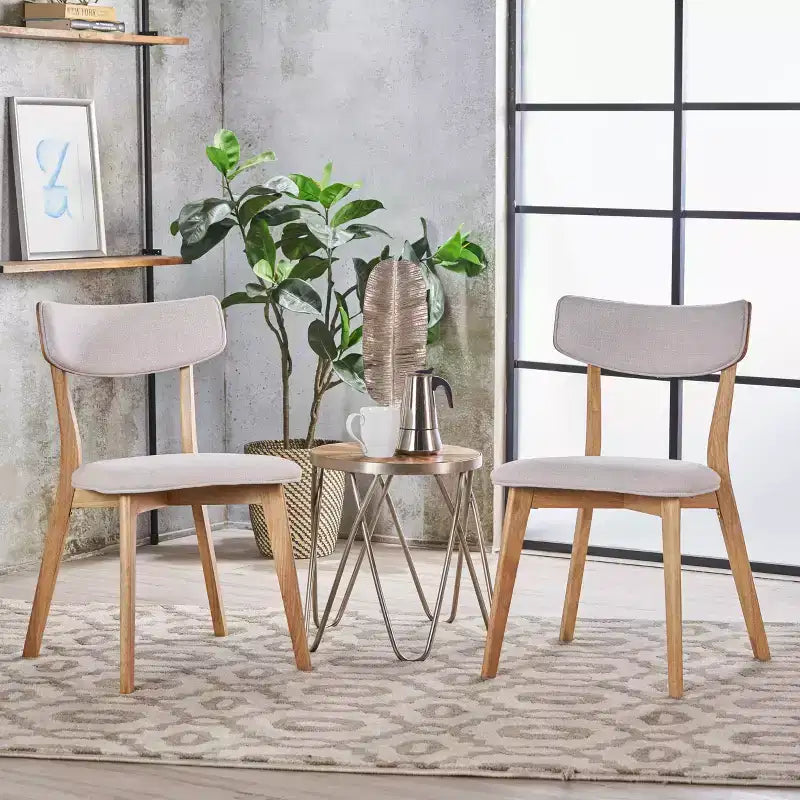 GDFStudio Crystal Rubberwood Upholstered Dining Chairs (Set of 2)