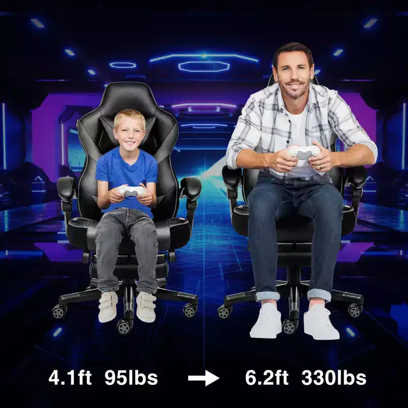 ELECWISH Gaming Chair with Footrest, Lumbar Support, Breathable Computer Chair with Pocket Spring Cushion, Chairs for Adults