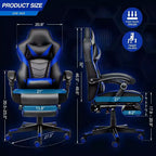 ELECWISH Gaming Chair with Footrest, Lumbar Support, Breathable Computer Chair with Pocket Spring Cushion, Chairs for Adults