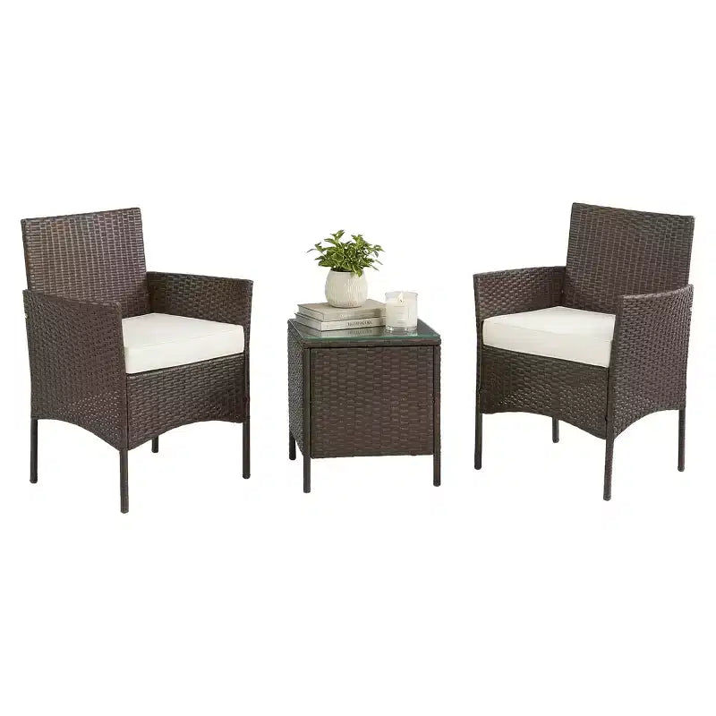 Lavish Home 3PC Outdoor Patio Furniture Set, Brown