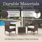 Lavish Home 3PC Outdoor Patio Furniture Set, Brown