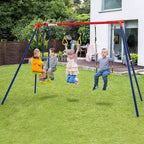 Costway Swing Sets for Backyard, Outdoor 3 in 1 A-Frame Heavy Duty Metal Stand for Kids and Adults