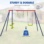 Costway Swing Sets for Backyard, Outdoor 3 in 1 A-Frame Heavy Duty Metal Stand for Kids and Adults