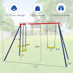 Costway Swing Sets for Backyard, Outdoor 3 in 1 A-Frame Heavy Duty Metal Stand for Kids and Adults