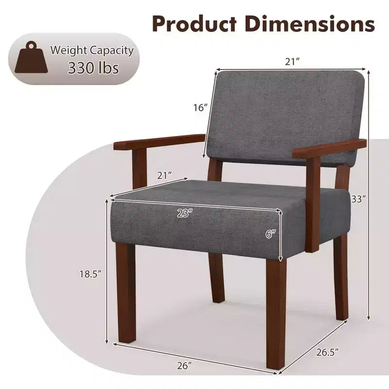 Costway 2PCS Linen Accent Chair Living Room Chair with Soft Padded Seat & Backrest Gray/Blue
