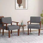 Costway 2PCS Linen Accent Chair Living Room Chair with Soft Padded Seat & Backrest Gray/Blue