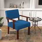 Costway 2PCS Linen Accent Chair Living Room Chair with Soft Padded Seat & Backrest Gray/Blue