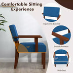 Costway 2PCS Linen Accent Chair Living Room Chair with Soft Padded Seat & Backrest Gray/Blue