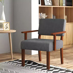 Costway Mid-Century Linen Accent Chair Living Room Chair with Soft Padded Seat & Backrest Blue/Gray