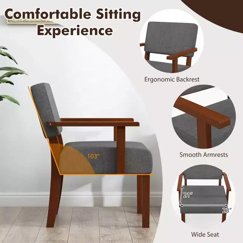 Costway Mid-Century Linen Accent Chair Living Room Chair with Soft Padded Seat & Backrest Blue/Gray