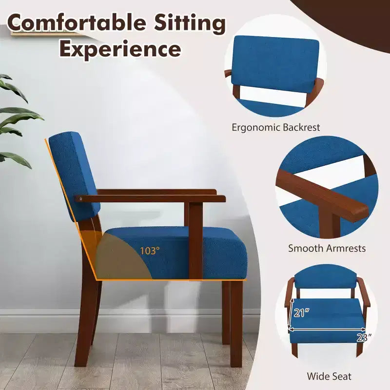 Costway Mid-Century Linen Accent Chair Living Room Chair with Soft Padded Seat & Backrest Blue/Gray