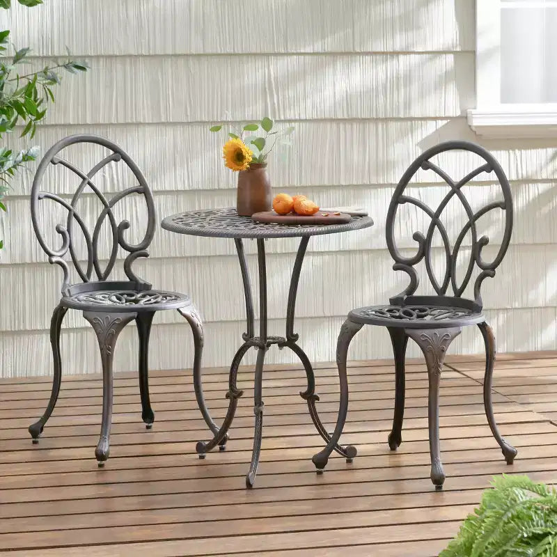 GDFStudio Samedi 3 Piece Outdoor All-Weather Cast Aluminum Bistro Set