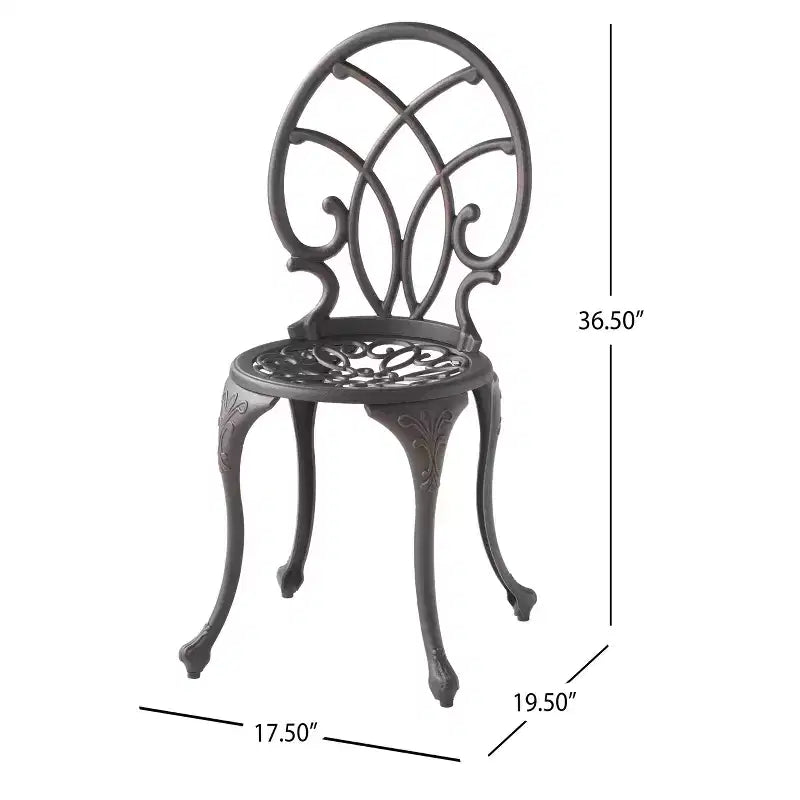 GDFStudio Samedi 3 Piece Outdoor All-Weather Cast Aluminum Bistro Set