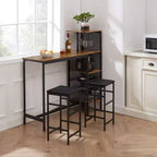 VECELO 3pcs Counter Height Dining Set Bar Table and Chairs Set for 2 with Cup Holder & Wine Rack, PU Leather Cushion Stools, Brown/Gold