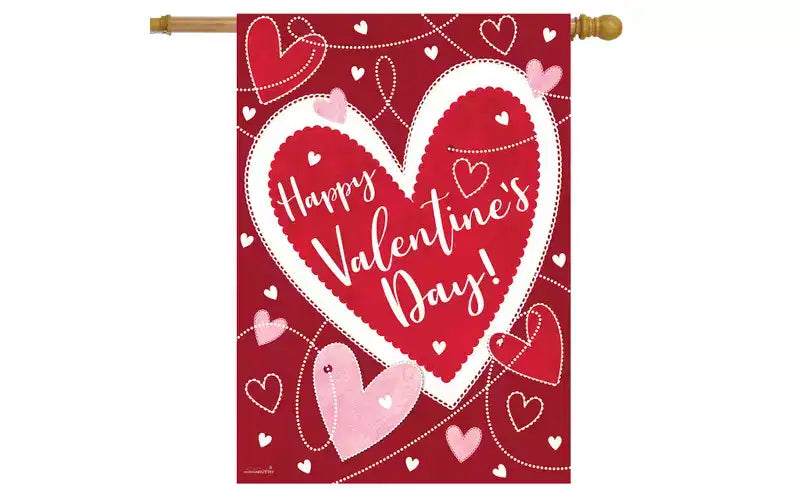 Briarwood Lane Valentine's House Flag 40x28 For Outdoor Heart Toss For Valentine's House Flag