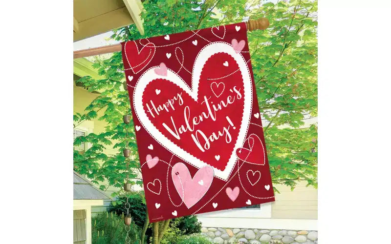 Briarwood Lane Valentine's House Flag 40x28 For Outdoor Heart Toss For Valentine's House Flag