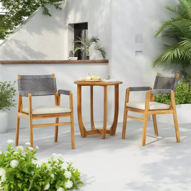Christopher Knight Home Joueyf 3 Pieces Rustic Patio Acacia Bistro Set