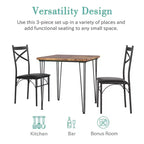 VECELO Dining Table Set, 3/5 Pieces Dining Room Table Set with 2/4 upholstered Chairs for Small Space, Apartment