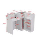 Famapy White Corner Reception Desk Display Counter Table with Tempered Glass