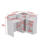 Famapy White Corner Reception Desk Display Counter Table with Tempered Glass