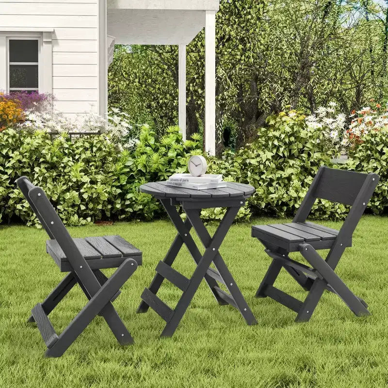 Hyleory 3-Piece Patio Bistro Set - Foldable Table & Chairs with Coffee Table, Lightweight for Balcony, Garden, Apartment ,Weather-Resistant