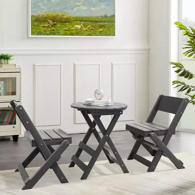 Hyleory 3-Piece Patio Bistro Set - Foldable Table & Chairs with Coffee Table, Lightweight for Balcony, Garden, Apartment ,Weather-Resistant