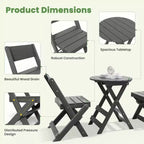 Hyleory 3-Piece Patio Bistro Set - Foldable Table & Chairs with Coffee Table, Lightweight for Balcony, Garden, Apartment ,Weather-Resistant